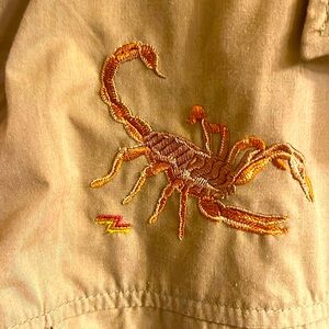 Vintage scorpion engraved gold XL short sleeve shirt w pearl snaps! Make offer!